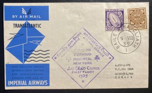 1939 Dublin Ireland First Transatlantic Flight Airmail Cover To Winnipeg Canada