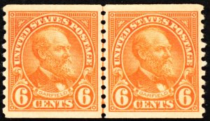 U.S. Mint Stamp Scott #723 6c Garfield Line Pair, Superb. Lightly Hinged. A Gem!