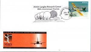 US SPECIAL EVENT CACHETED COVER NASA LANGLEY REASEARCH CENTER 80 YEARS 1997 B