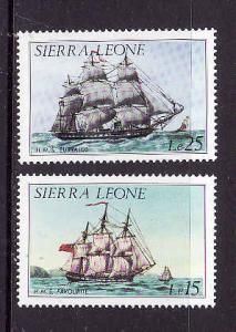 Sierra Leone-Sc#739-40-unused NH set-Sailing Ships-1985-