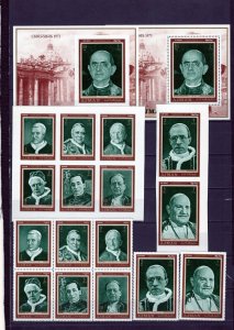 AJMAN 1971 CHRISTMAS/POPES  2 SETS OF 8 STAMPS & 2 S/S PERF.& IMPERF. MNH