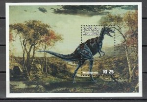 Maldives, Scott cat. 2381. Dinosaur s/sheet.