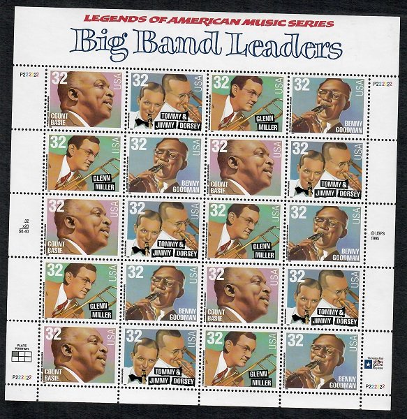 3096 - 3099 big Band Leaders Full MNH Sheet at face value