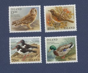 ICELAND - Scott 642-645  - MNH - birds, ducks -  1987