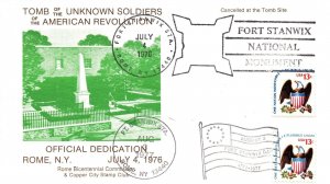 TOMB OF THE UNKNOWN SOLDIERS OF THE AMERICAN REVOLUTION DEDICATION ROME NY 1976