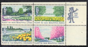 USA SCOTT #1365-68 MNH 6c ZIP BLOCK 1968