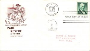 FDC  1958 SC #1048 Farnam Cachet - Boston, Mass - Single - F77399