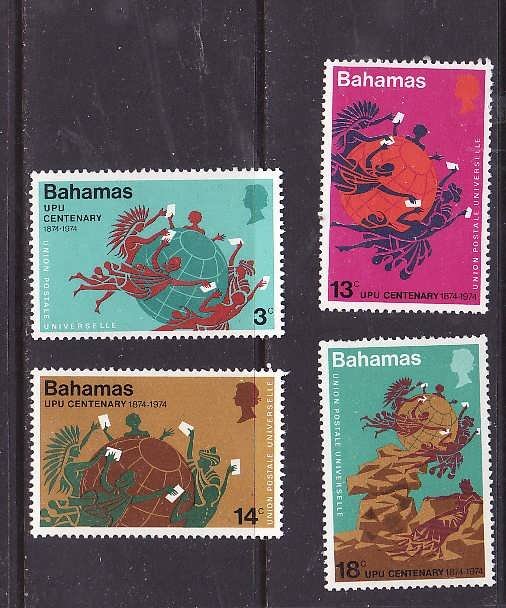 Bahamas-Sc#358-61-unused NH set-id2-UPU-1974-