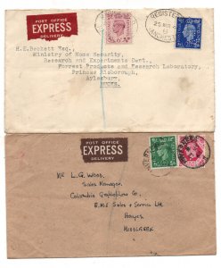 GB KGVI 2 x Express Delivery Postal History Covers WS36669