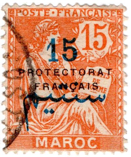 (I.B) French Morocco Postal : 15c on 15c Overprint