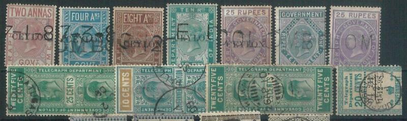 70501 - CEYLON - STAMPS: VERY NICE lot of TELEGRAPH stamps - USED !