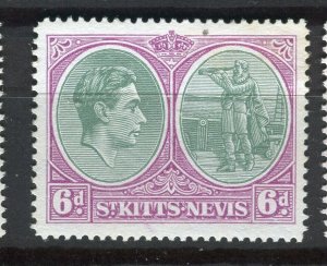 ST. KITTS; 1938 early GVI Pictorial issue Mint hinged Shade of 6d. value