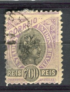 BRAZIL; 1890s early Liberty Head issue fine used 700r. value