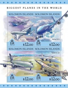 SOLOMON IS. - 2016 - Biggest Planes in the World-Perf 4v Sheet-Mint Never Hinged