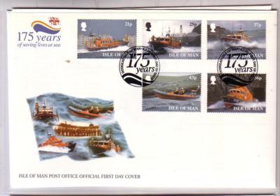 Isle of Man Sc 816-20 1999 Life Boats stamp set FDC