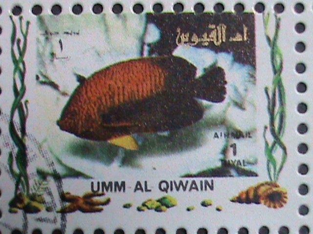 ​UMM AL QIWAIN-1973 LOVELY TROPICAL FISHES-CTO MINI SHEET VERY FINE