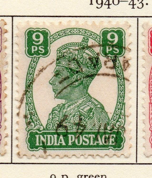 India 1940-43 Early Issue Fine Used 9p. 081339