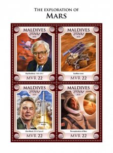 MALDIVES - 2018 - Exploration of Mars - Perf 4v Sheet - Mint Never Hinged