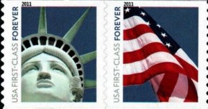 2010 44c Lady Liberty and Flag, Pair Scott 4488-4489 Mint F/VF NH