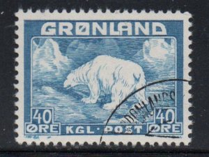 Greenland Sc 8 1946 40 ore Polar Bear stamp used