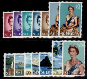 ST. LUCIA QEII SG197-210, 1964-69 complete set, LH MINT. Cat £13. 