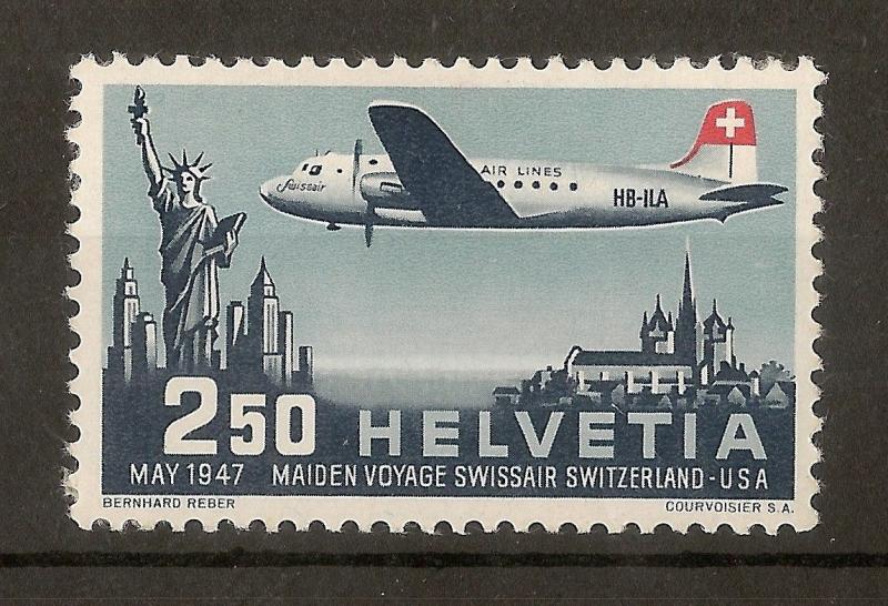 Switzerland 1947 Air SwissAir Flight SG472 Mint Cat£29