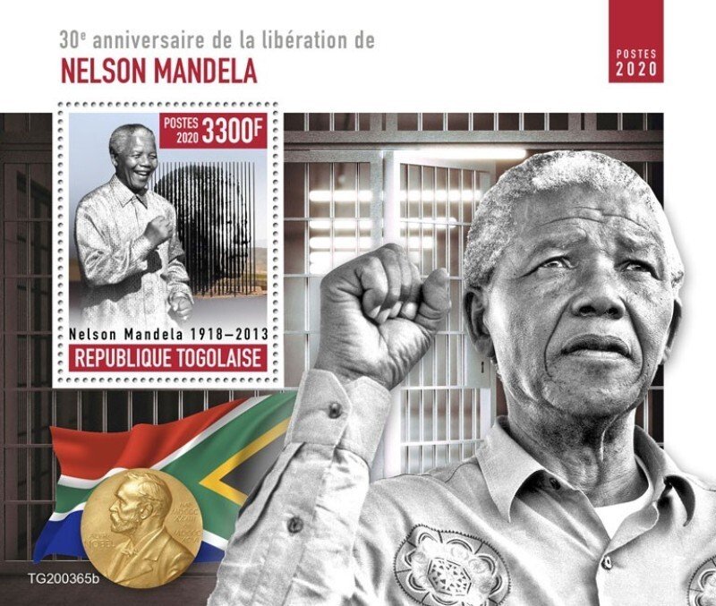 Togo - 2020 Nelson Mandela Anniversary - Stamp Souvenir Sheet - TG200365b