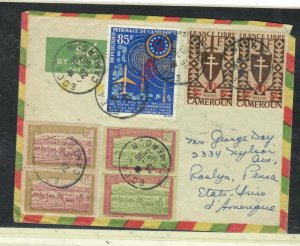 CAMEROUN  1963  COVER  8 STAMPS  EDEA  A/M TO USA P0229H