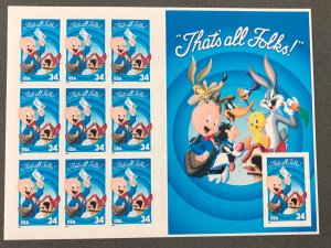 US scott # 3534 porky pig sheet of 10 stamps MNH