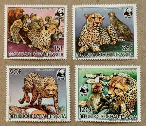 Burkina Faso 1984 WWF Cheetahs, MNH. Scott 654-657, CV $7.35