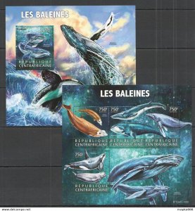 2015 Central Africa Fauna Fish & Marine Life Baleines Whales Kb+Bl ** Ca219