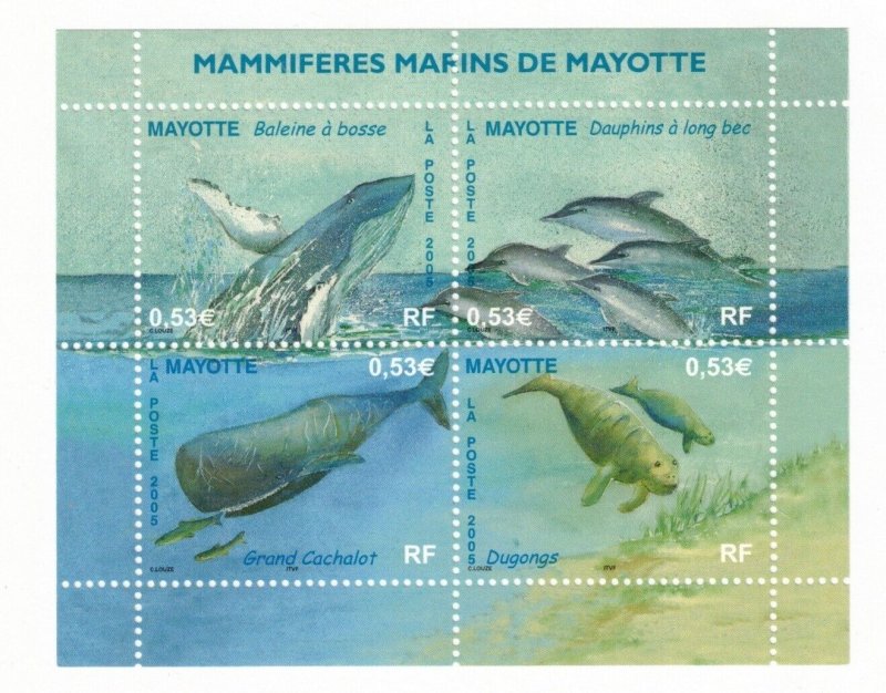 Mayotte Sc 215 MNH S/S - Sea Life -Dolphins-Whales - HJ06