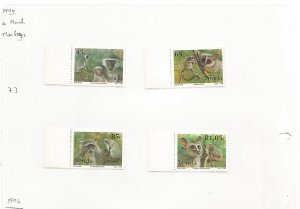 VENDA - 1994 - Monkeys - Perf 4v Set - Mint Light Hinged