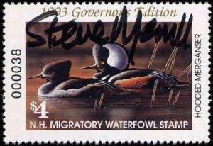 1993 NEW HAMPSHIRE #11GH GOVERNOR'S STAMP HAND SIGNED BY GOV STEVE MERRILL