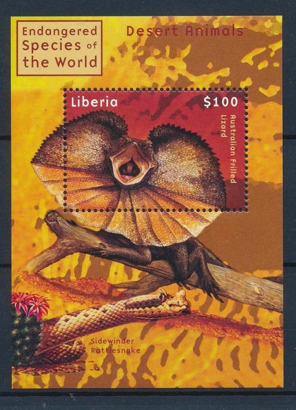 [36836] Liberia 2001 Reptiles Desert animals Lizard Snake MNH Sheet