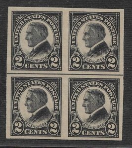 1923 Sc611 Imper Harding Memorial MH horizontal center line block of 4