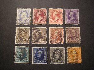 Scott 219-229, 1890-3 Regular issue Beauties, USED Complete set, CV $260+