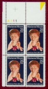 US Stamp #2449 MNH - Marianne Moore Plate Block /4