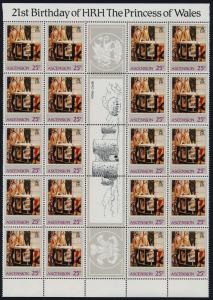 Ascension Island 313-6 Gutter strips of 20 MNH Princess Diana 21st Birthday