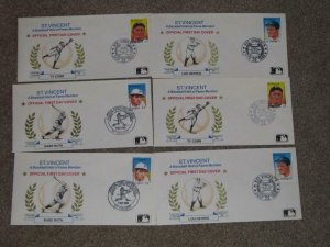 ST VINCENT, BASEBALL HALL OF FAME FDC`S (6) 1989