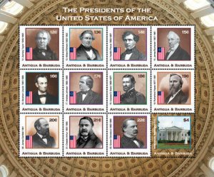 Antigua 2018 - U.S. PRESIDENTS TAYLOR - CLEVELAND SHEETLET - Sheet of 12 - MNH