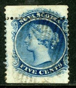 Canada 1860 Nova Scotia 5¢ Blue Scott #10 Variety VFU Z27