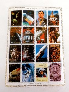 Umm Al Qiwain History of Space Sheet, 16 different stamps, Mint/NG/F