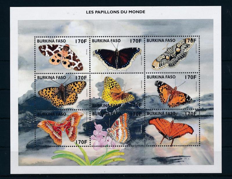 [30467] Burkina Faso 1998 Butterflies Schmetterlingen Papillons  MNH Sheet