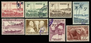 GUINEA Sc 180-87 F-VF/USED - 1959 - Local Views, Fishing boats, elephants