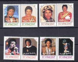 ST. VINCENT - 1985 MICHAEL JACKSON / POP SINGER / MUSIC - 8V - MINT NH