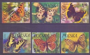 Poland 1977 MNH Stamps Scott 2227-2232 Butterflies