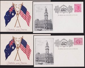 AUSTRALIA 1908 Visit of the USA great white fleet Victoria 1d & 1½d postcards.