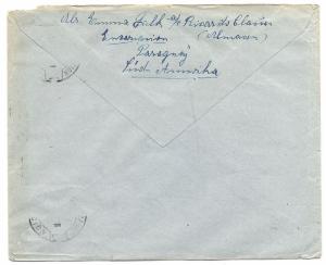 PARAGUAY TO GERMANY 1927-39 INTERIOR OFFICE ISSUES ON COVER, 50c+2x19 RATE RED C