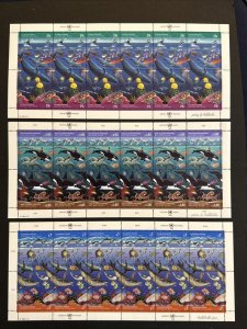 1992 United Nations NY, Geneva, Vienna Clean Oceans MNH Full Sheets SCV $36
